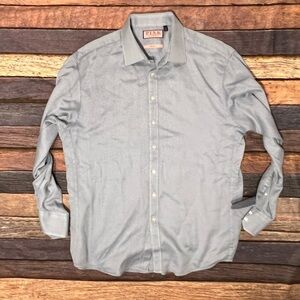 Thomas Pink Button Down Blue Long Sleeve Dress Suit Slim Fit Shirt Mens